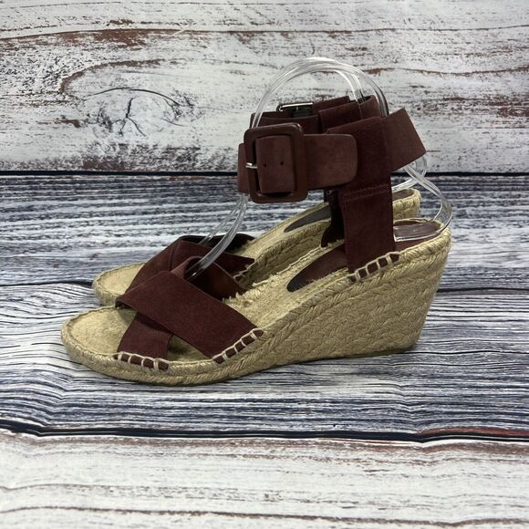 Vince Stefania Suede Nut Brown Espadrille Wedges Sandals, Women’s Size 9 - Picture 3 of 9